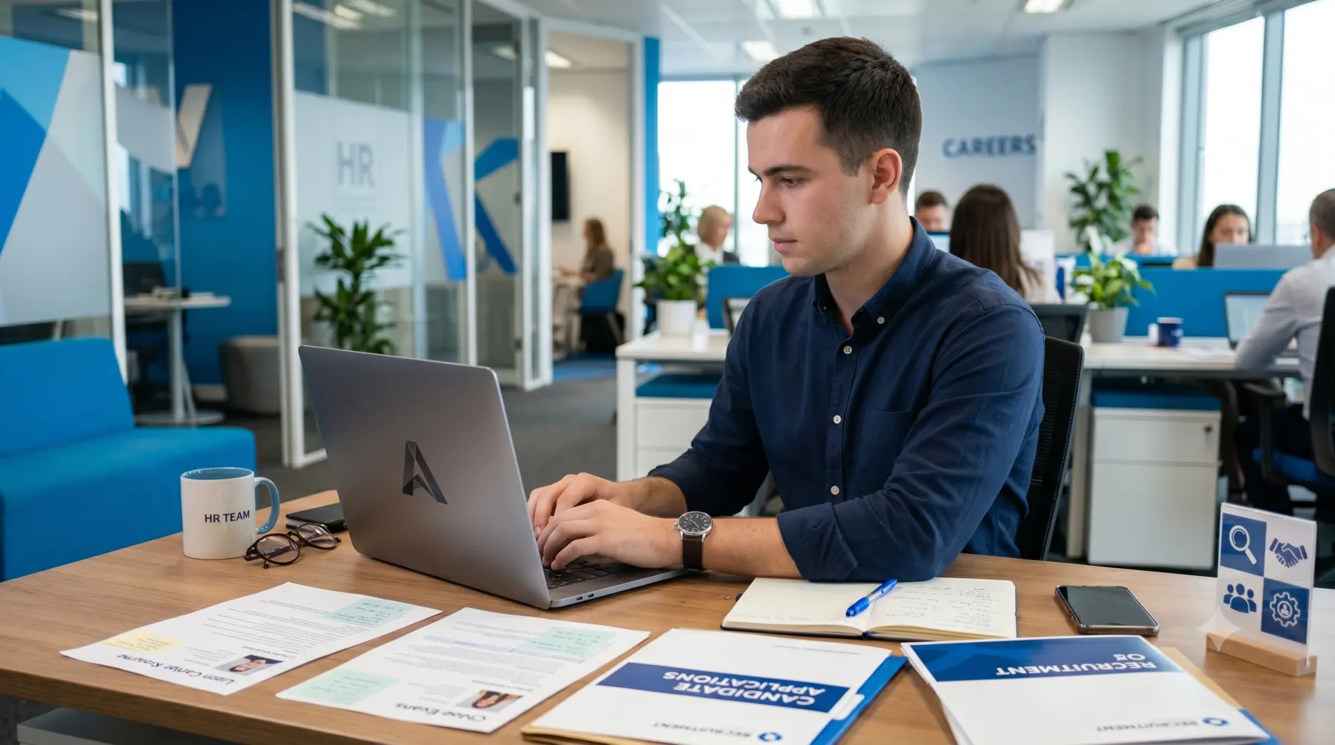 HR professional writing a structured and effective job description for recruitment purposes.