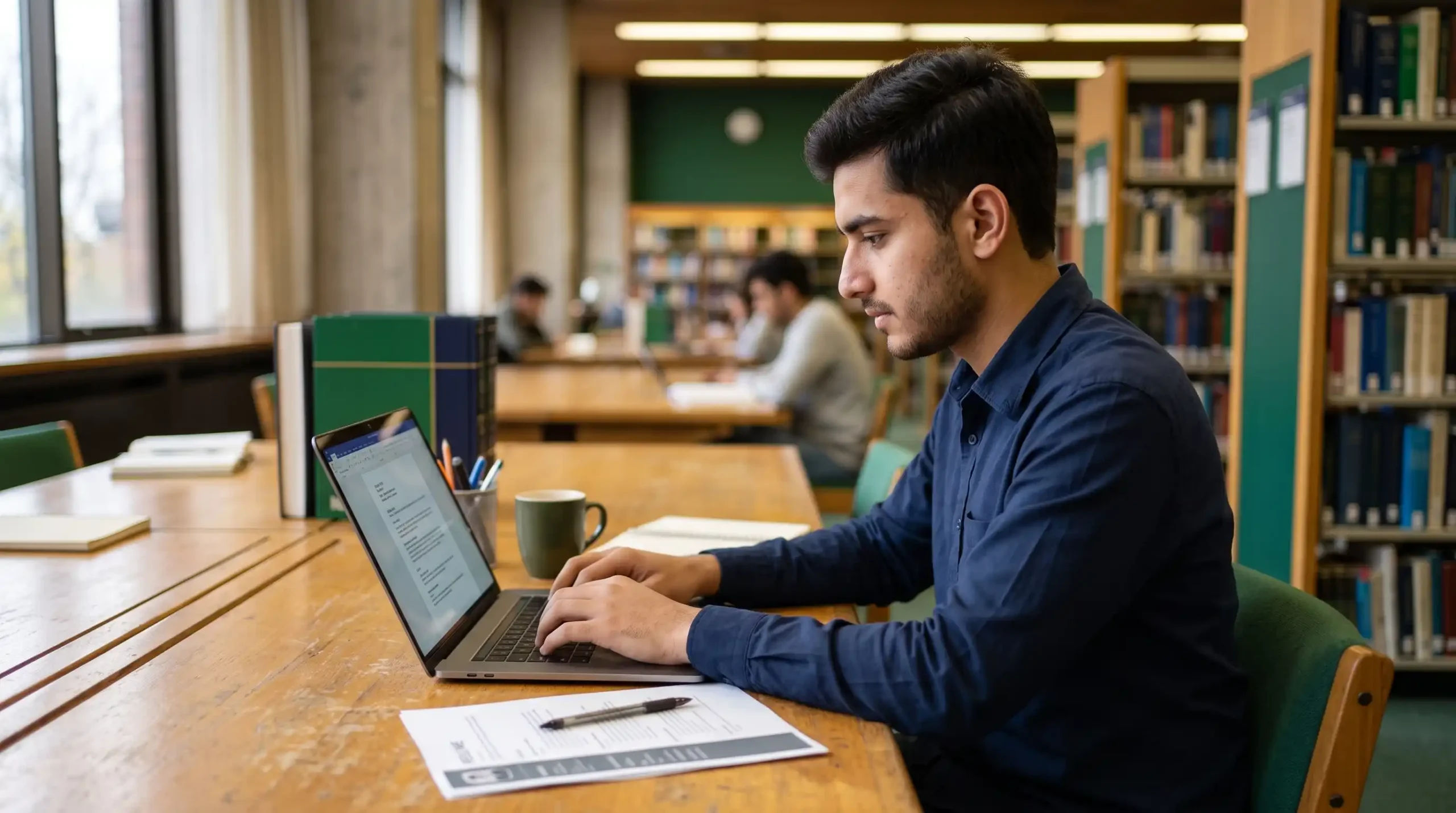 Fresh graduate in Pakistan writing a CV with no work experience on a laptop